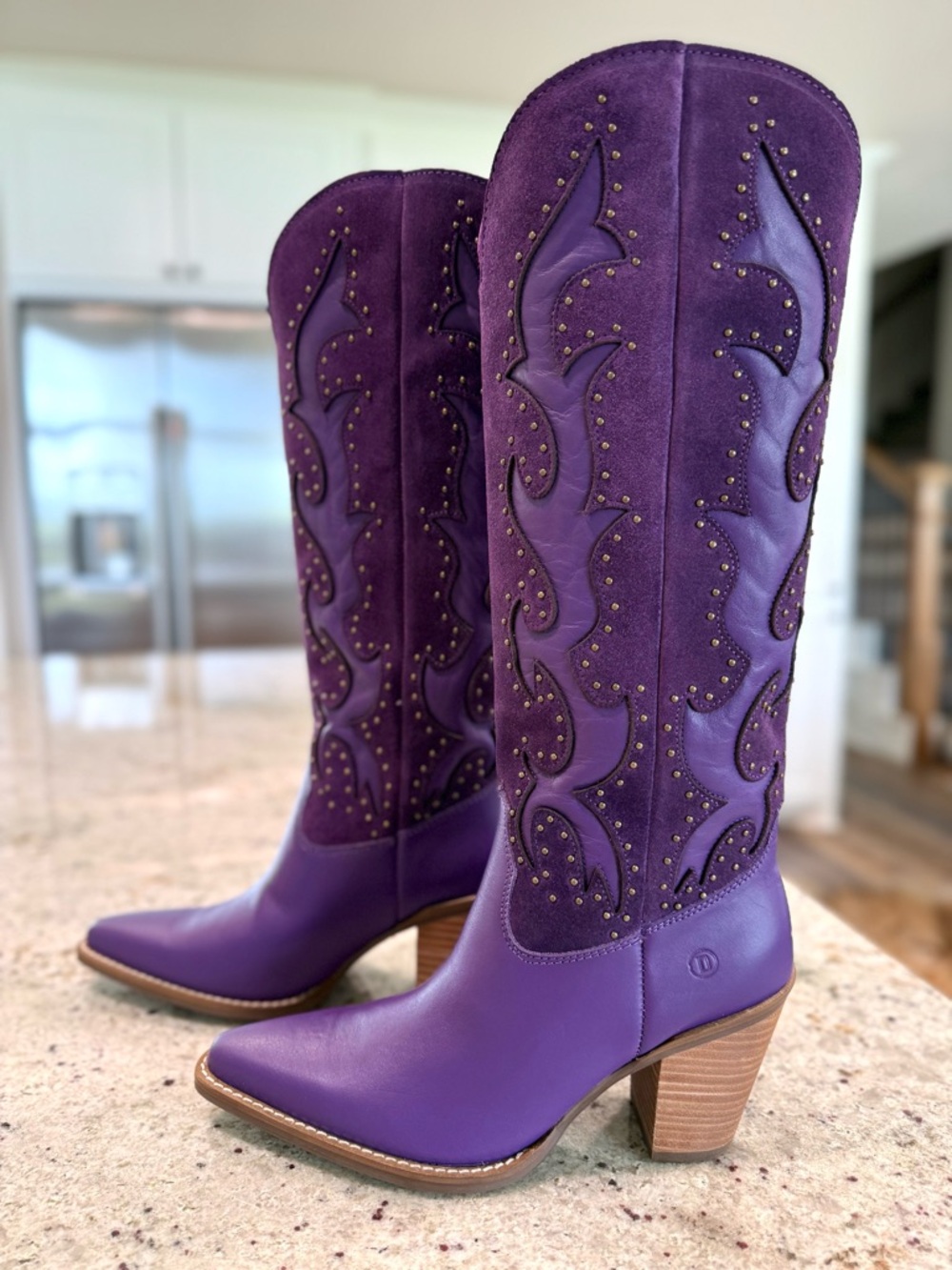 Dingo Gorgeous Purple Suede & Leather Western Cowboy Boots "NEW" - Picture 4 of 15